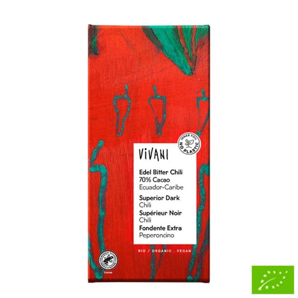 17521484621678042359.jpg Mørk sjokolade m/chili, 100 g, økologisk, Vivani - Bilde 1