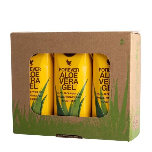 3-pakning Forever Aloe Vera Gel 330ml mini hos Økohjørnet.no – ren og sukkerfri Aloe vera-drikk i praktisk Tetra Pak.