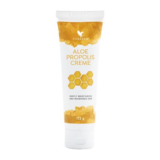 aloe_propolis_creme_pd_main_512_X_512_1624451472007 (1) Tube med hvit Aloe Propolis Creme fra Forever – beroligende krem med Aloe vera og propolis for tørr hud hos Økohjørnet.no.
