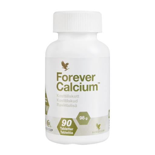 Hvit boks med Forever Calcium tabletter – kosttilskudd for skjelett og muskler med kalsium, magnesium og vitamin D hos Økohjørnet.no.