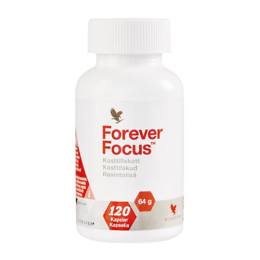 Rød boks med Forever Focus kapsler – kosttilskudd for mental prestasjonsevne med ginkgo biloba, guarana og sink hos Økohjørnet.no
