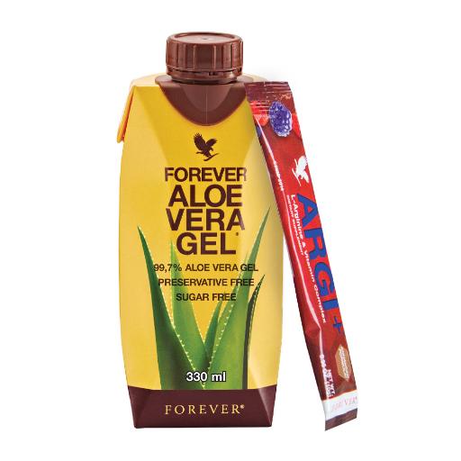 GelARGI+ Tripack fra Forever – sett med 3 små Aloe Vera Gel og 3 ARGI+ porsjonspakninger for daglig vitaminshot hos Økohjørnet.no.