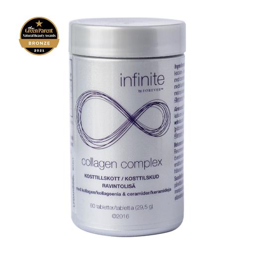 Boks med infinite by Forever collagen complex – kosttilskudd med marint kollagen, ceramider og biotin hos Økohjørnet.no.
